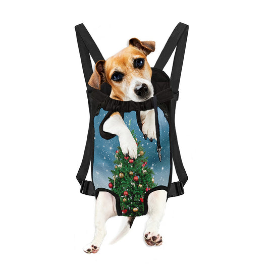 Christmas Tree And Snow Print Pet Carrier Backpack