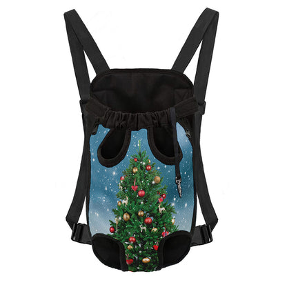Christmas Tree And Snow Print Pet Carrier Backpack