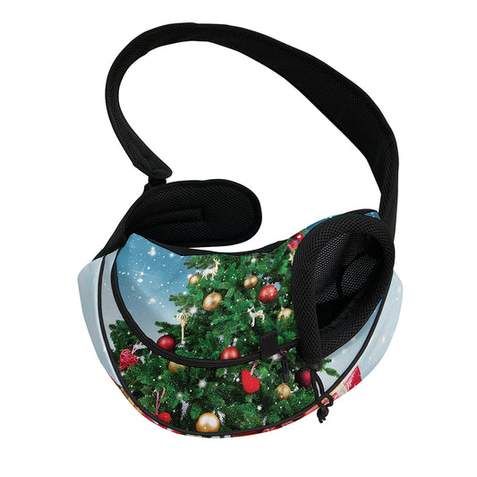 Christmas Tree And Snow Print Pet Sling Carrier