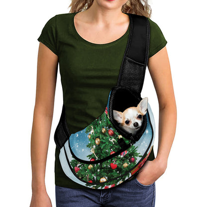 Christmas Tree And Snow Print Pet Sling Carrier