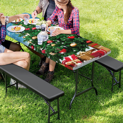 Christmas Tree And Snow Print Picnic Table Cover