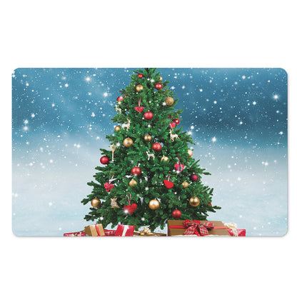 Christmas Tree And Snow Print Polyester Doormat