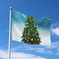 Christmas Tree And Snow Print Polyester Flag