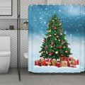Christmas Tree And Snow Print Polyester Shower Curtain