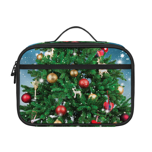 Christmas Tree And Snow Print Portable Lunch Bag