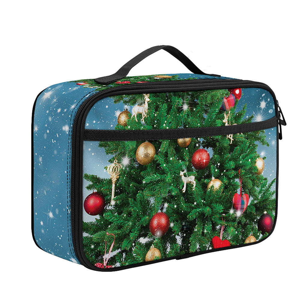 Christmas Tree And Snow Print Portable Lunch Bag