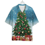 Christmas Tree And Snow Print Rayon Hawaiian Shirt