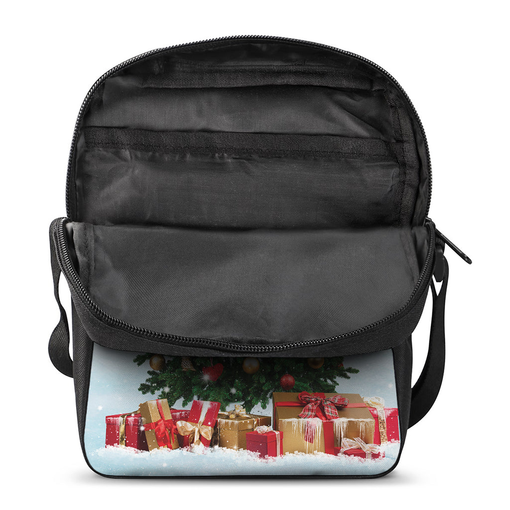 Christmas Tree And Snow Print Rectangular Crossbody Bag