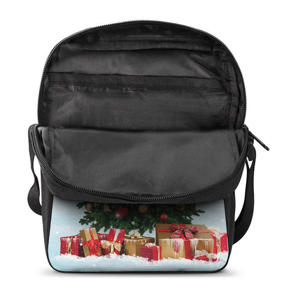 Christmas Tree And Snow Print Rectangular Crossbody Bag