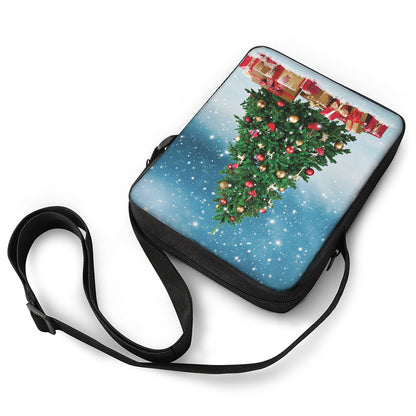 Christmas Tree And Snow Print Rectangular Crossbody Bag