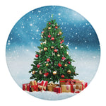 Christmas Tree And Snow Print Round Blanket