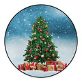 Christmas Tree And Snow Print Round Floor Mat
