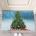 Christmas Tree And Snow Print Rubber Doormat