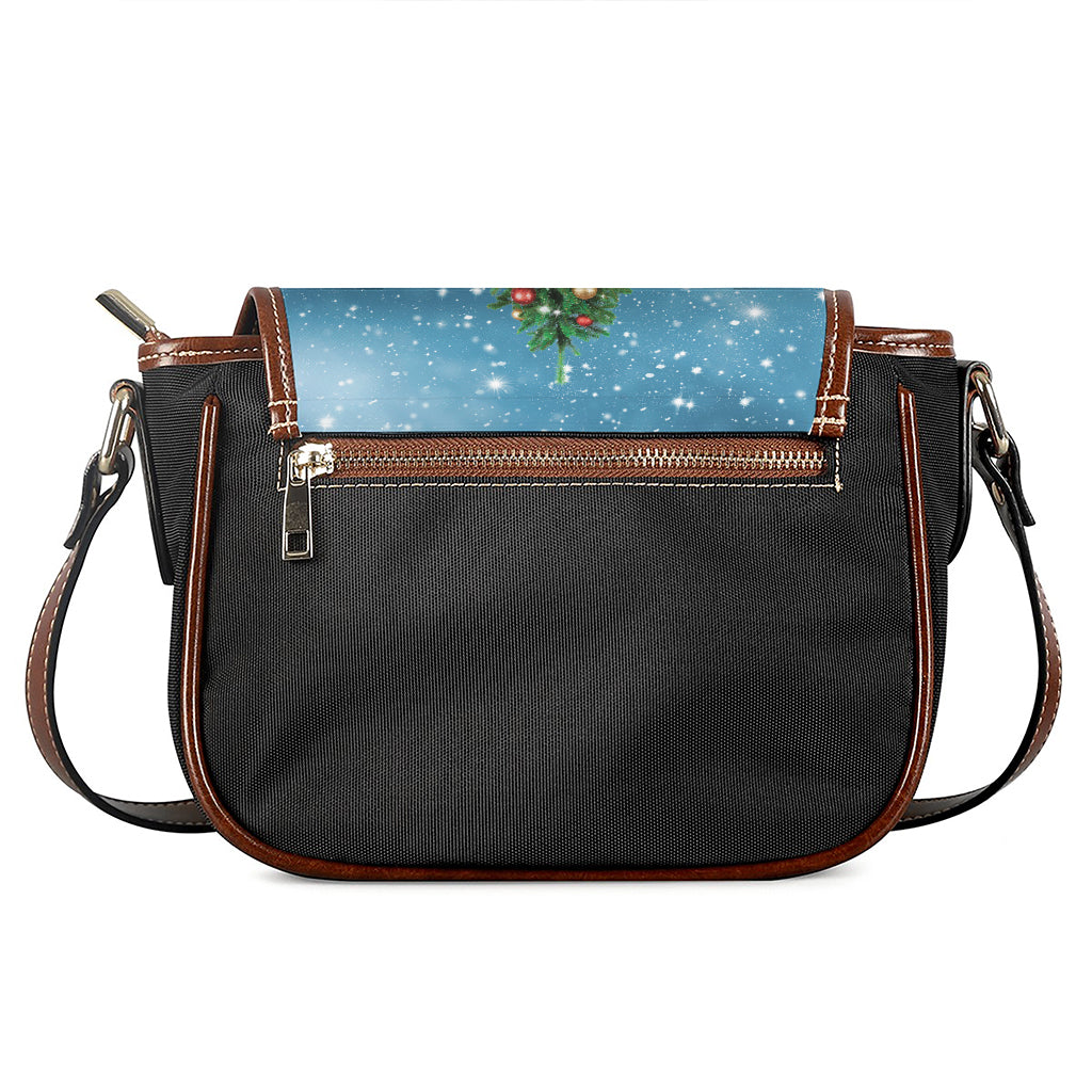 Christmas Tree And Snow Print Saddle Bag