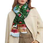 Christmas Tree And Snow Print Scarf