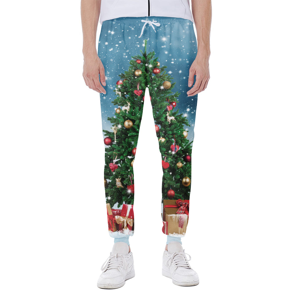 Christmas Tree And Snow Print Scuba Joggers
