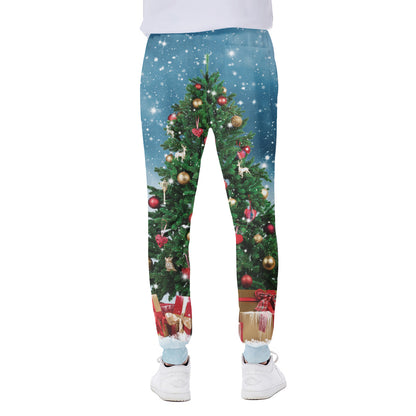 Christmas Tree And Snow Print Scuba Joggers