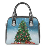 Christmas Tree And Snow Print Shoulder Handbag