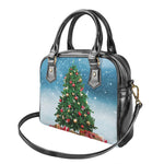 Christmas Tree And Snow Print Shoulder Handbag