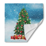 Christmas Tree And Snow Print Silk Bandana