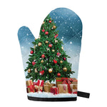 Christmas Tree And Snow Print Single Oven Mitt