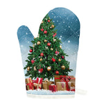 Christmas Tree And Snow Print Single Oven Mitt