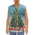 Christmas Tree And Snow Print Sleeveless Baseball Jersey