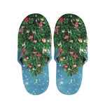 Christmas Tree And Snow Print Slippers