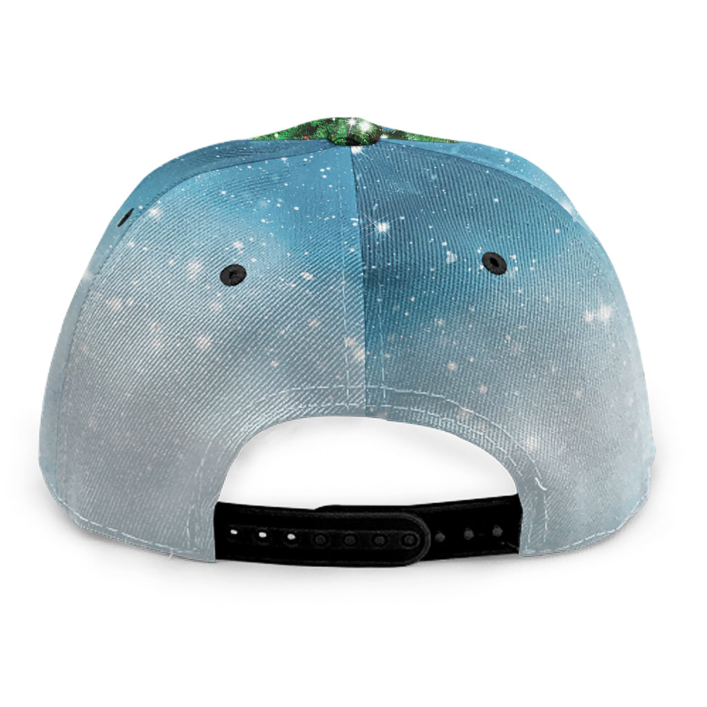 Christmas Tree And Snow Print Snapback Cap