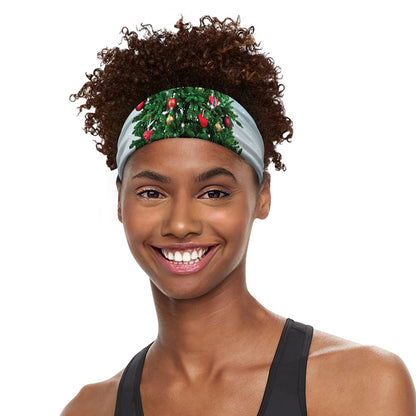 Christmas Tree And Snow Print Sports Headband