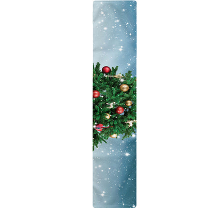 Christmas Tree And Snow Print Table Runner