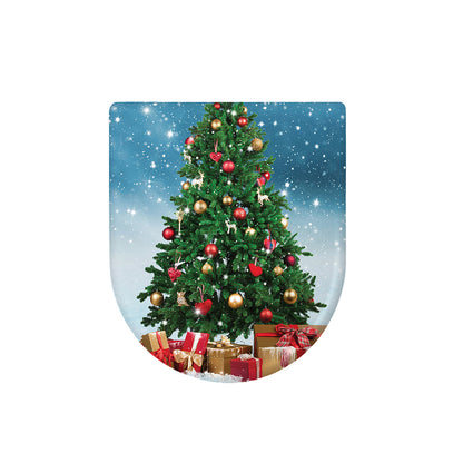 Christmas Tree And Snow Print Toilet Lid Cover