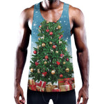 Christmas Tree And Snow Print Training Tank Top