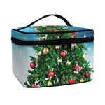 Christmas Tree And Snow Print Travel Makeup Bag