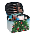 Christmas Tree And Snow Print Travel Makeup Bag
