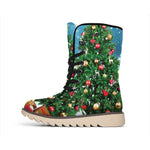 Christmas Tree And Snow Print Winter Boots