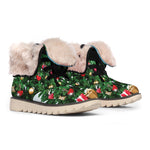 Christmas Tree And Snow Print Winter Boots