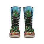 Christmas Tree And Snow Print Winter Boots