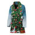 Christmas Tree And Snow Print Women's Bathrobe