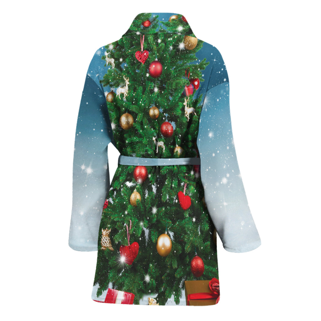 Christmas Tree And Snow Print Women's Bathrobe