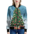 Christmas Tree And Snow Print Women's Bomber Jacket