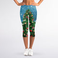 Christmas Tree And Snow Print Women's Capri Leggings