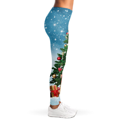 Christmas Tree And Snow Print Women's Leggings