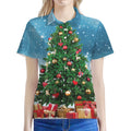 Christmas Tree And Snow Print Women's Polo Shirt