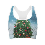 Christmas Tree And Snow Print Women's Sports Bra