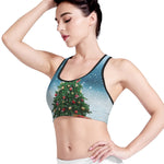 Christmas Tree And Snow Print Women's Sports Bra