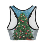 Christmas Tree And Snow Print Women's Sports Bra