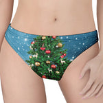 Christmas Tree And Snow Print Women's Thong