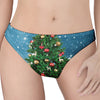 Christmas Tree And Snow Print Women's Thong