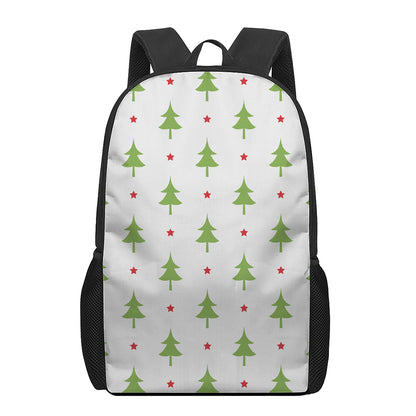 Christmas Tree And Star Pattern Print 17 Inch Backpack